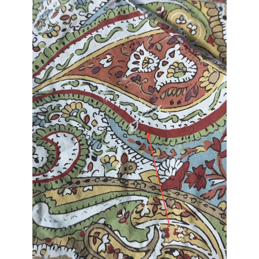 Pottery Barn Paisley Duvet Cover Multi Color Boho Bedding Terracotta Sage Blue